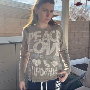 Peace Love California Women's Top - olive